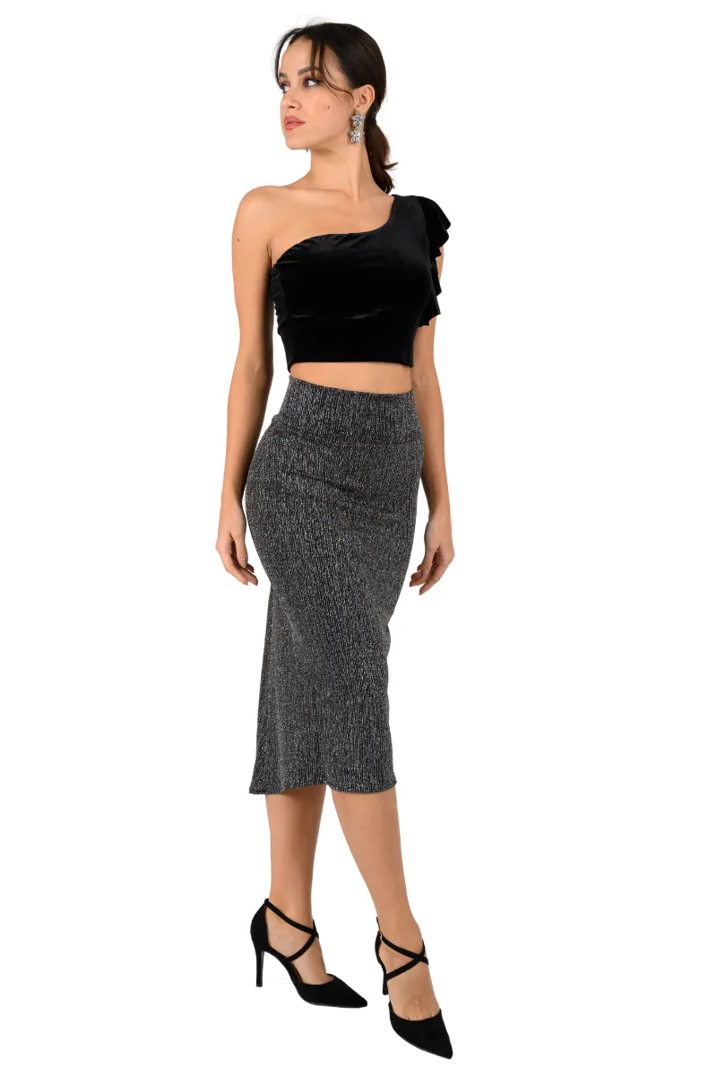 Shimmering Tango Skirt With Back Slit