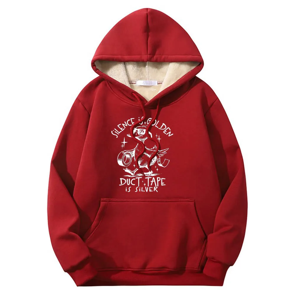 Silence Is Golden Warm Fleece Sherpa Lined Hoodie