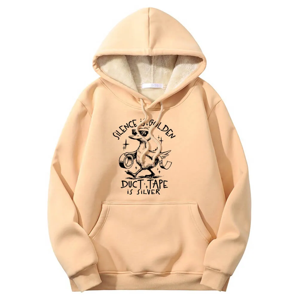 Silence Is Golden Warm Fleece Sherpa Lined Hoodie