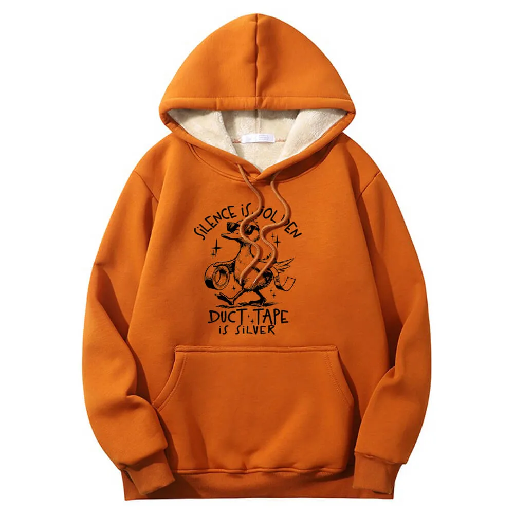 Silence Is Golden Warm Fleece Sherpa Lined Hoodie