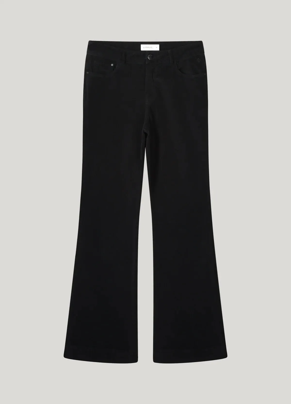 Slim Flared Stretch Cord Pants - Black