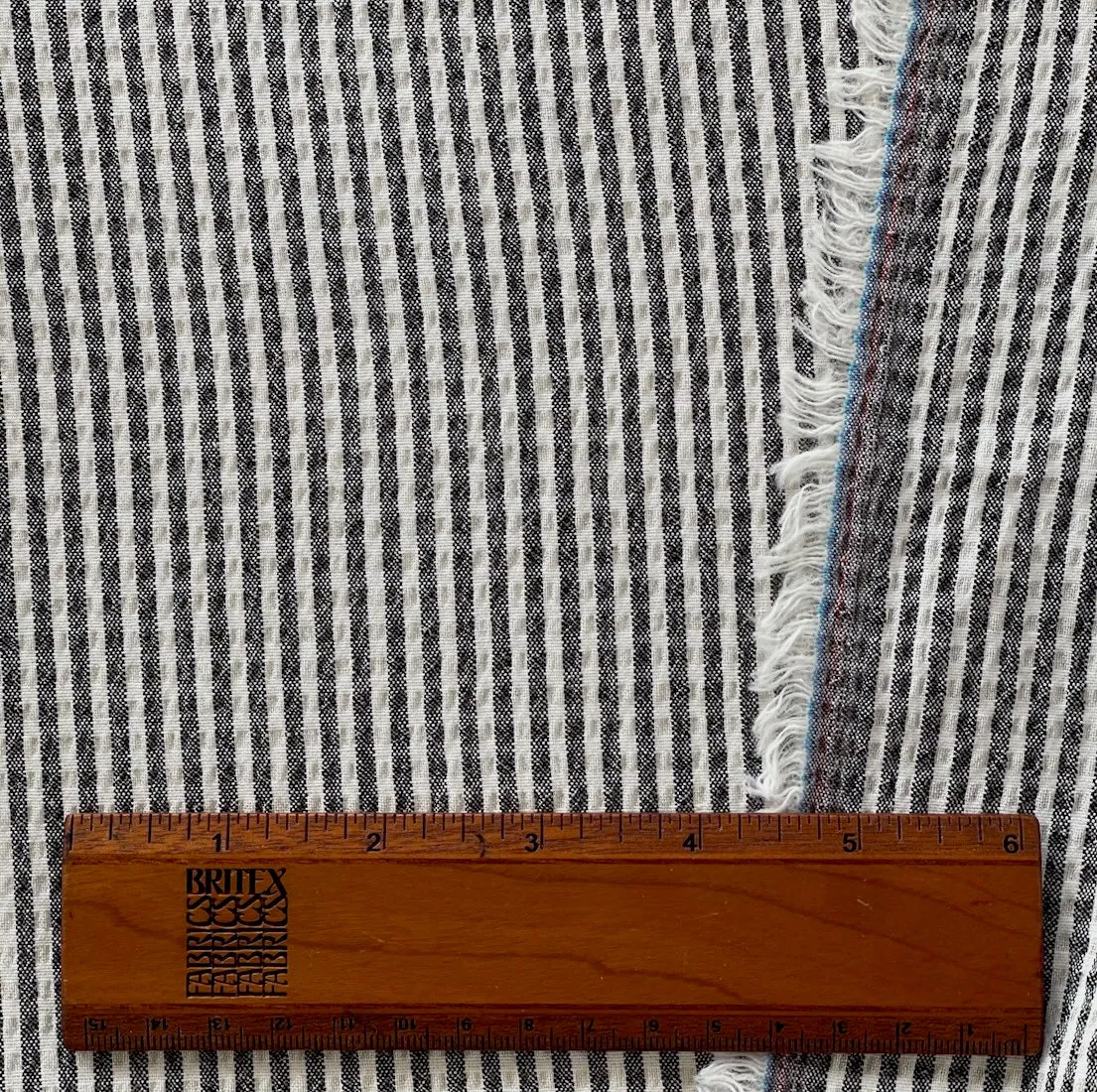 Soft Black & Natural Checked Stretch Wool/Cotton Seersucker (Made in Italy)