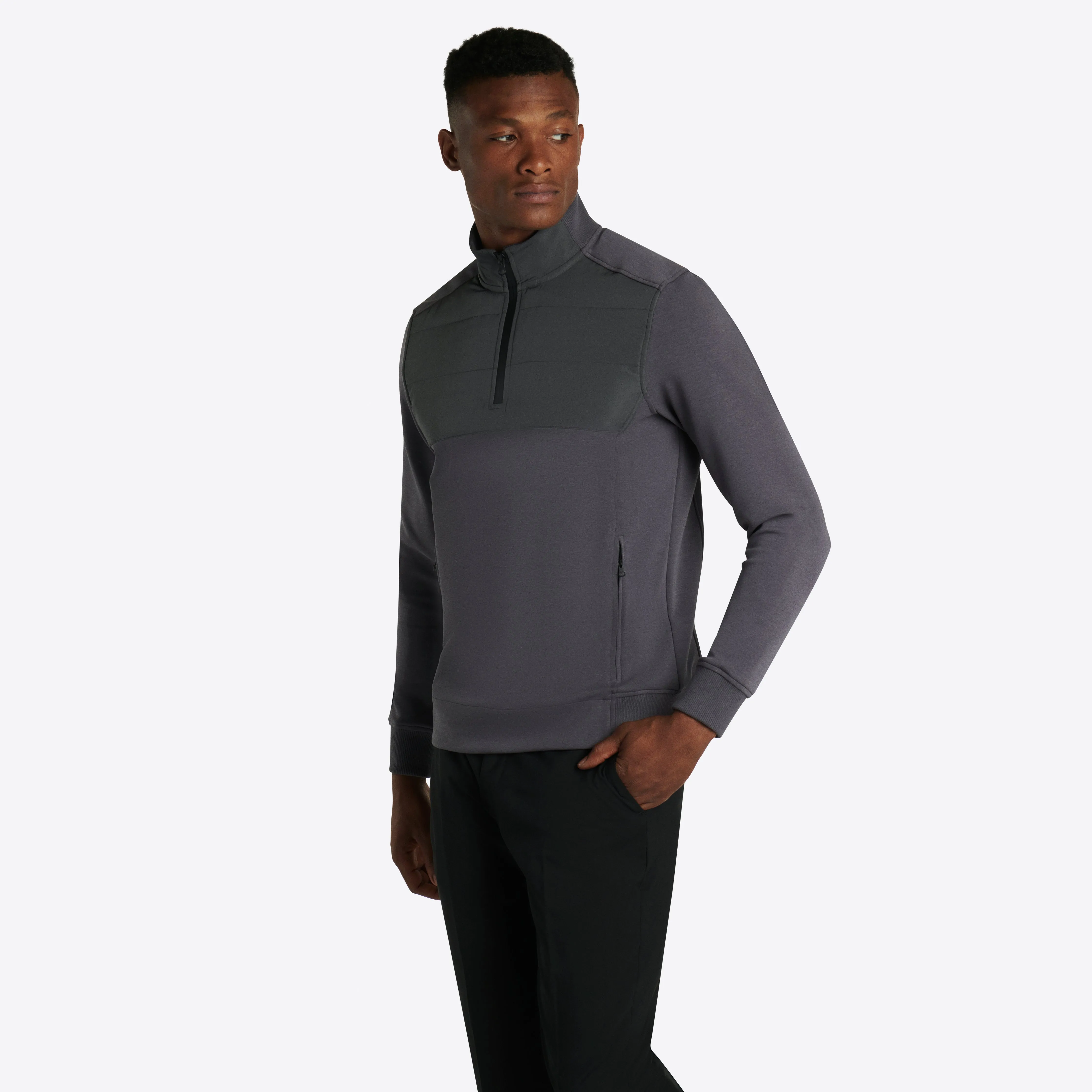 Solid Quarter Zip Mock Neck Pullover