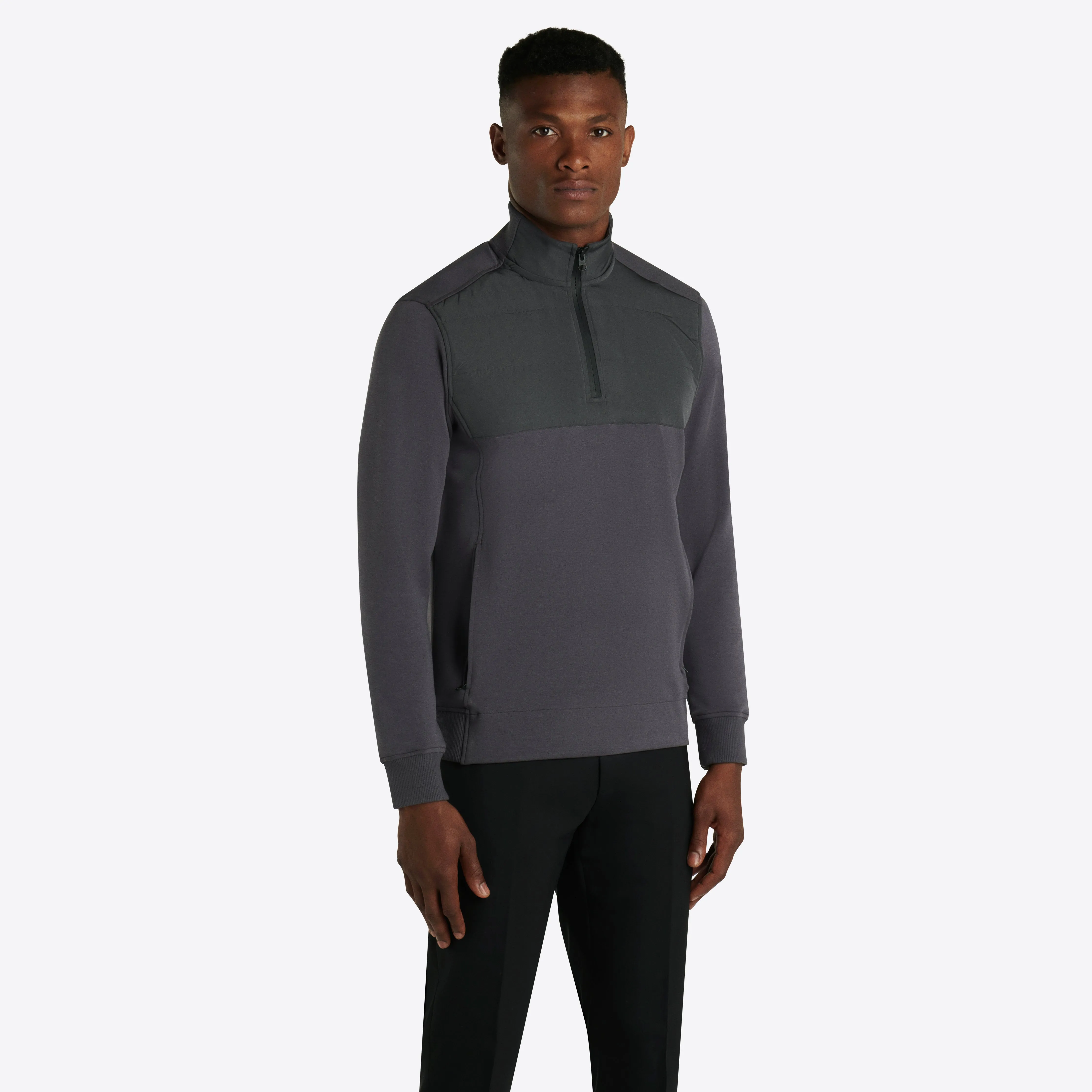 Solid Quarter Zip Mock Neck Pullover