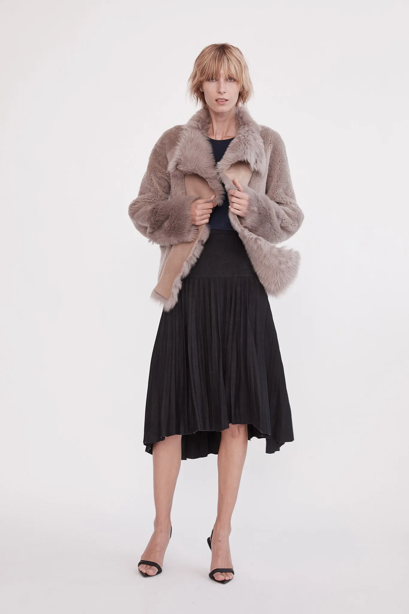 Spring Street Shearling Coat Taupe Shearling