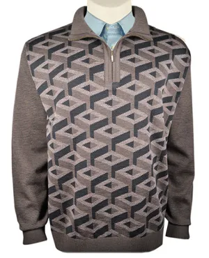 St. Croix LS Zip Mock 3-D Geometric Pattern