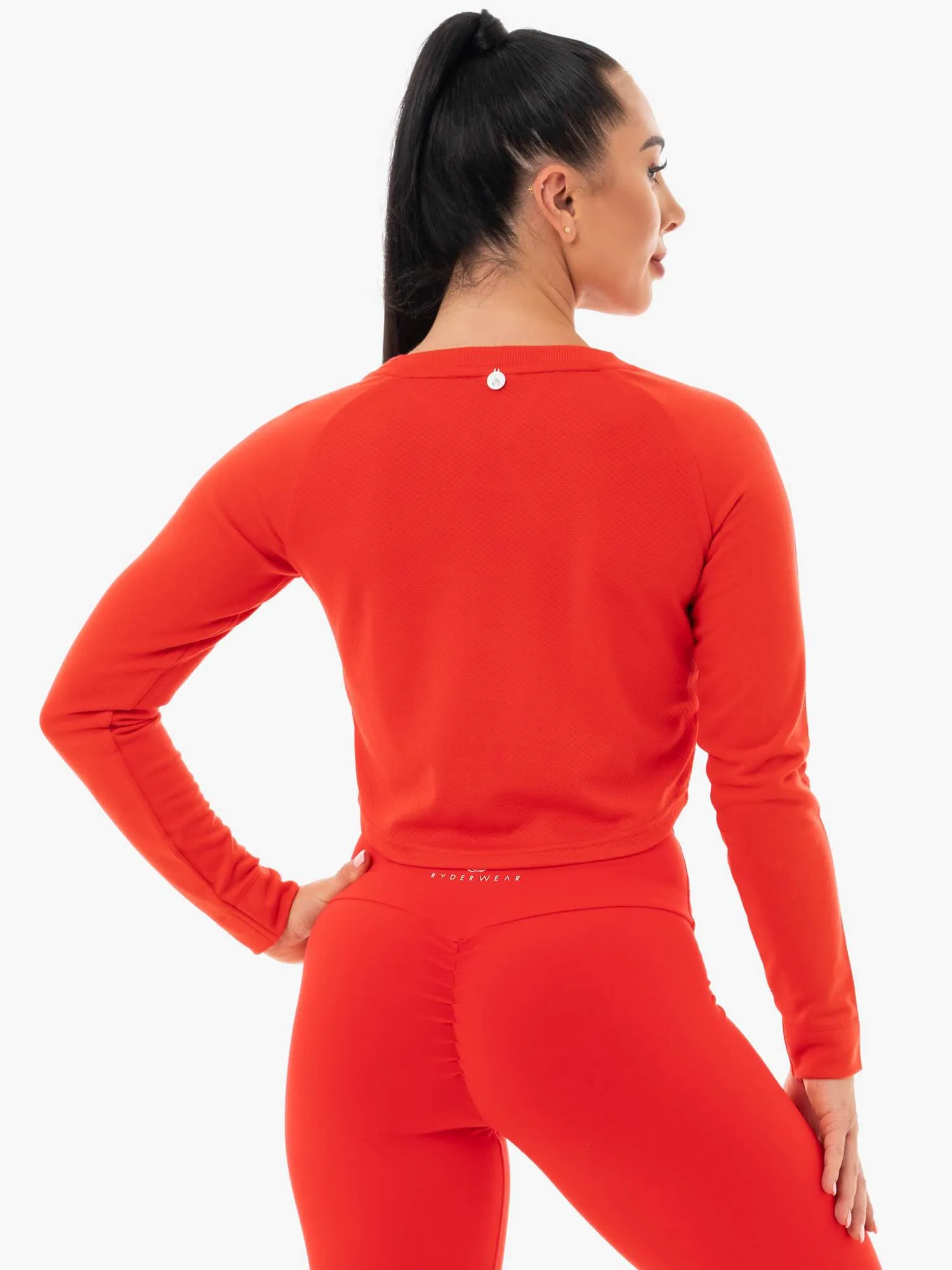 Staples Cropped Sweater - Red