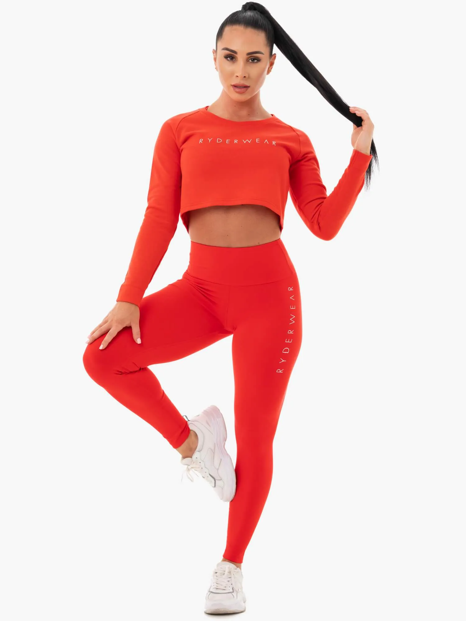 Staples Cropped Sweater - Red