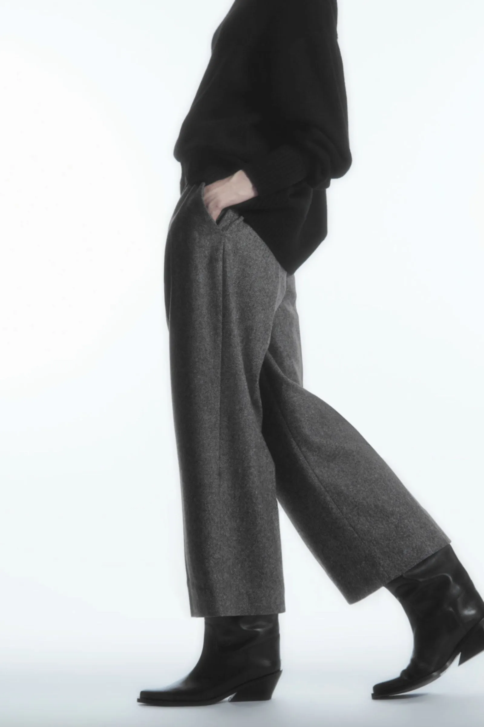 Tailored Grey Wool-Flannel Culottes