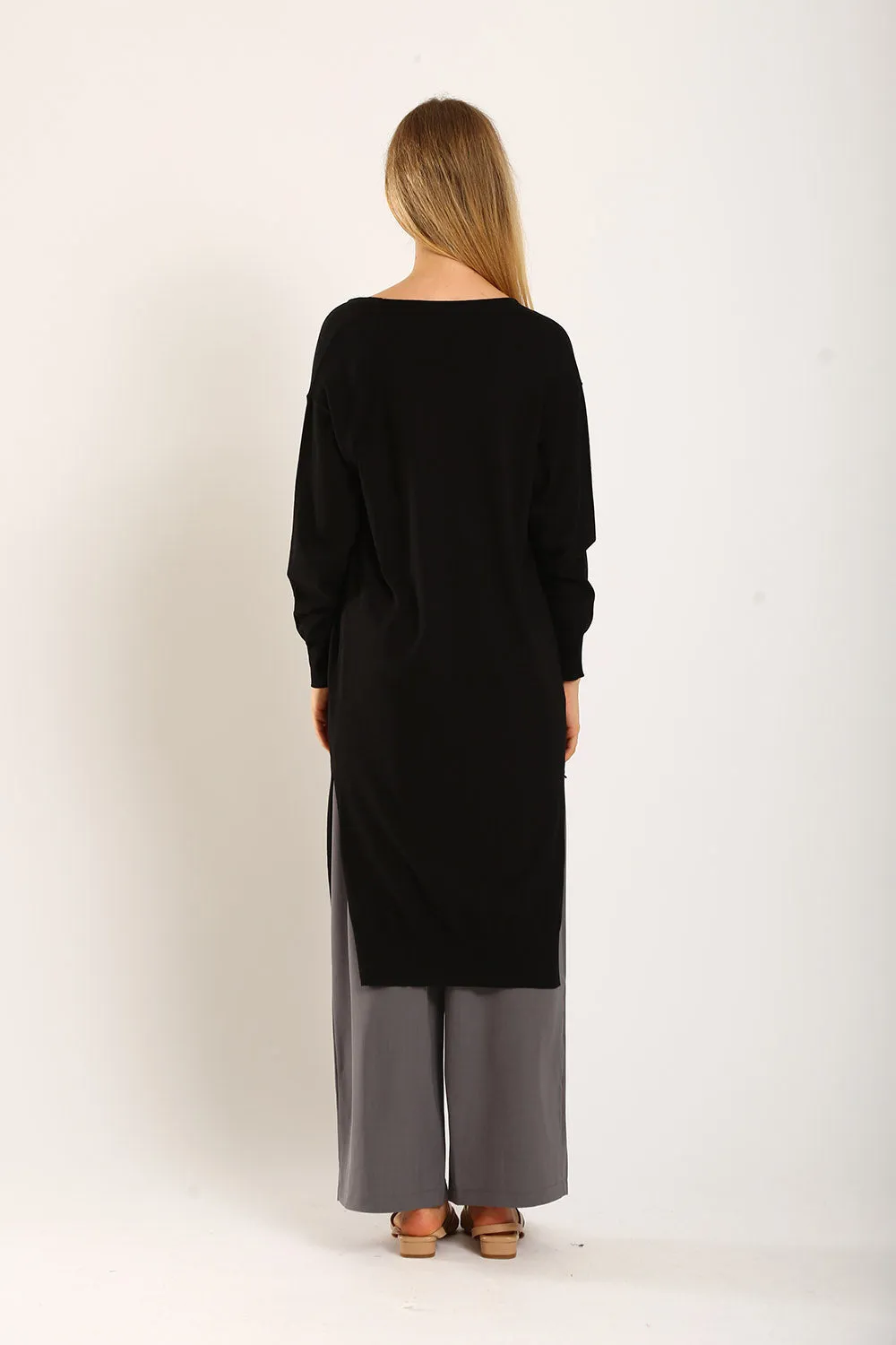 Tonie Long Knit Cardigan in Black