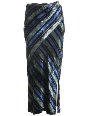 Velvet Striped Pattern Pencil Skirt - S