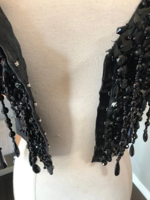 Vintage Size 42 Black Nylon Bustier Beaded 2886-6-8421