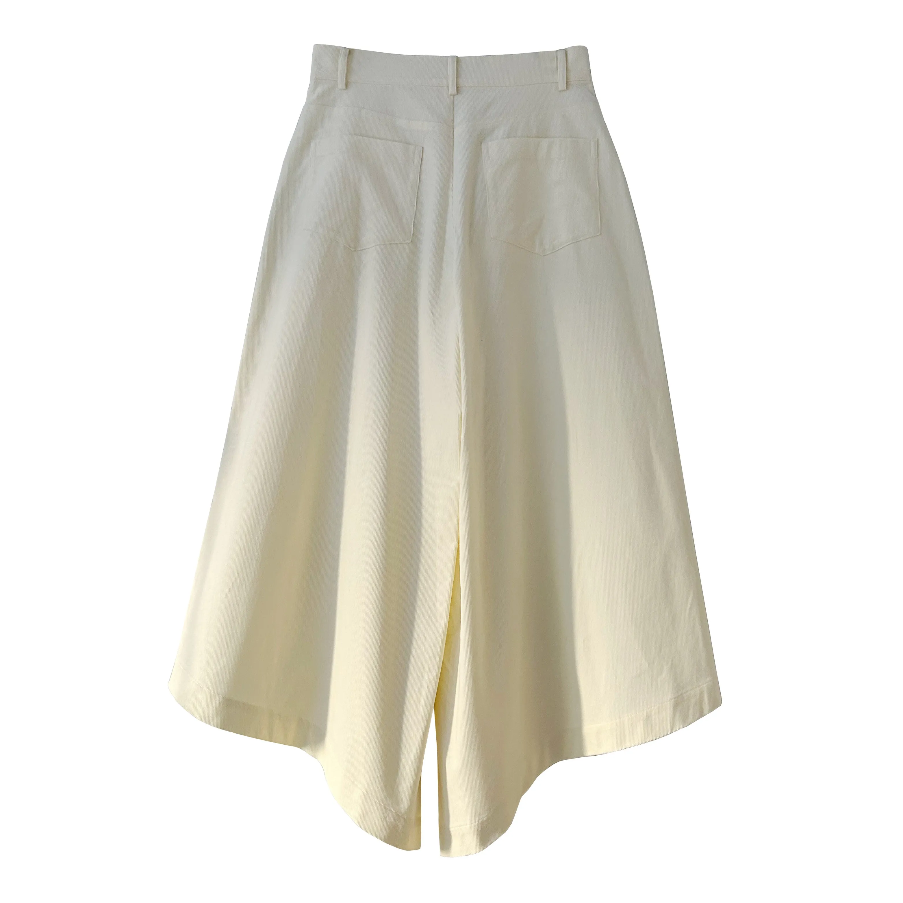 Wide Flare High Waisted Pants in Ivory Corduroy