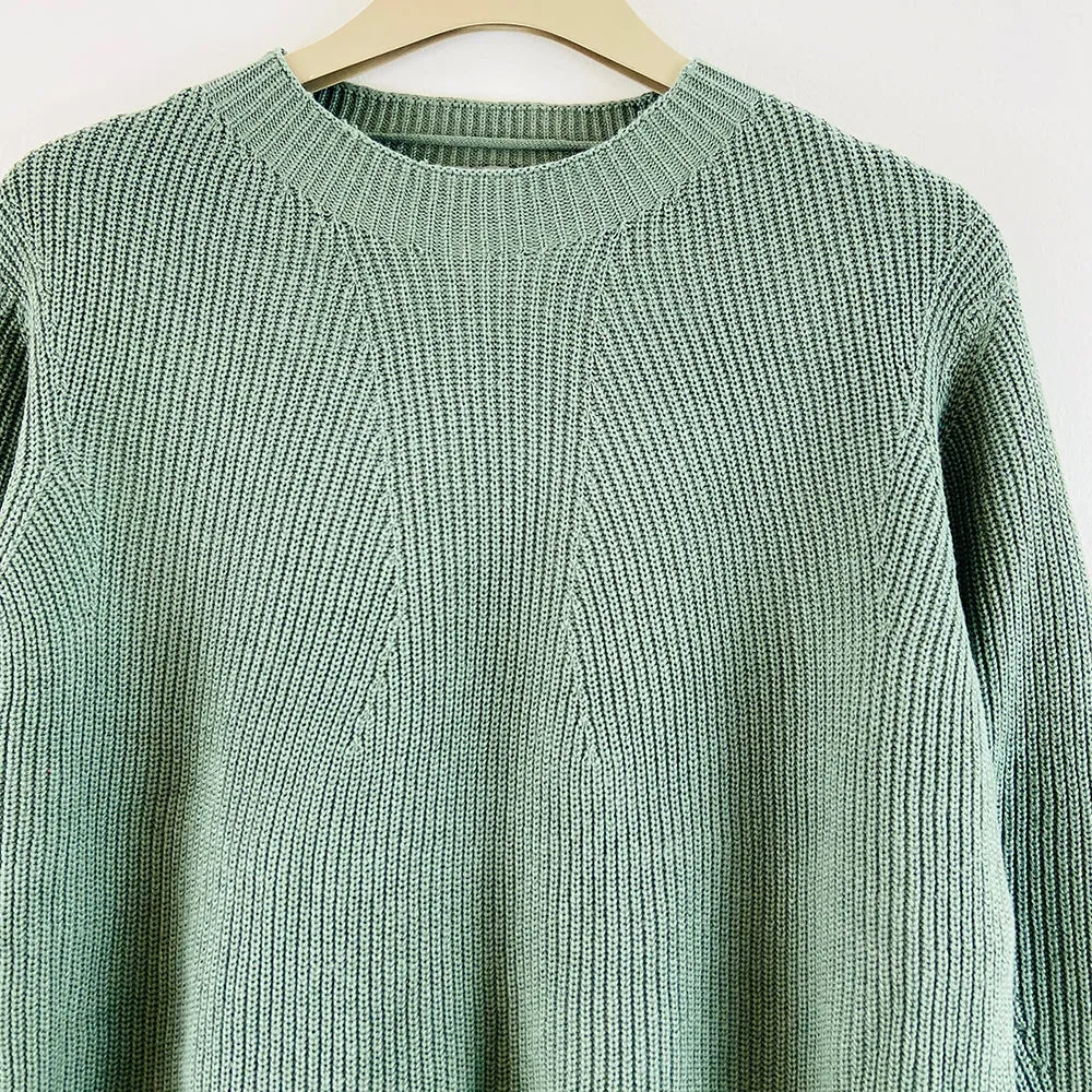 Womens Crew Neck Waffle Knit Pullover Jumper Sweater