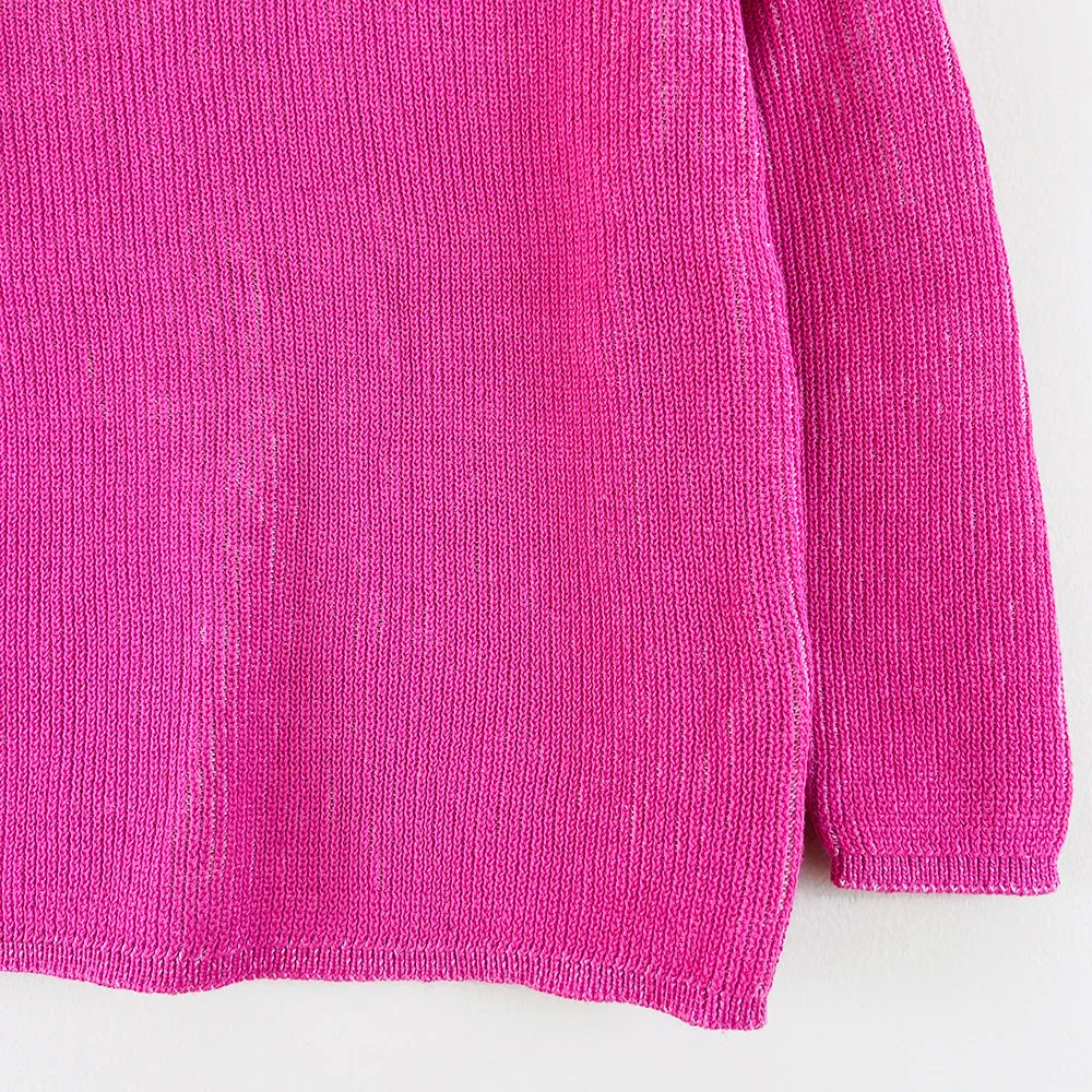 Womens Round Neck Waffle Knit Pullover Jumper Sweater