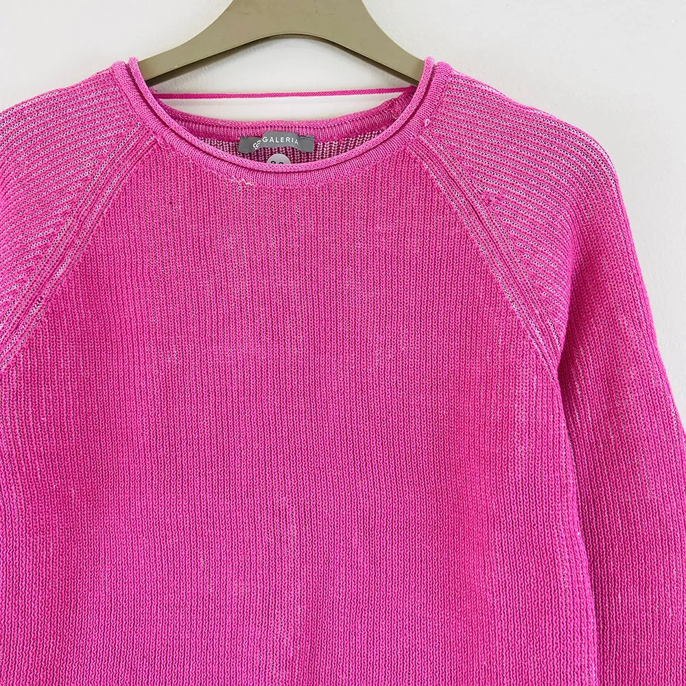 Womens Round Neck Waffle Knit Pullover Jumper Sweater