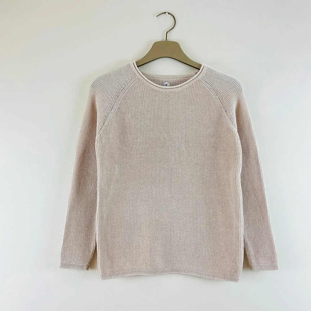 Womens Round Neck Waffle Knit Pullover Jumper Sweater