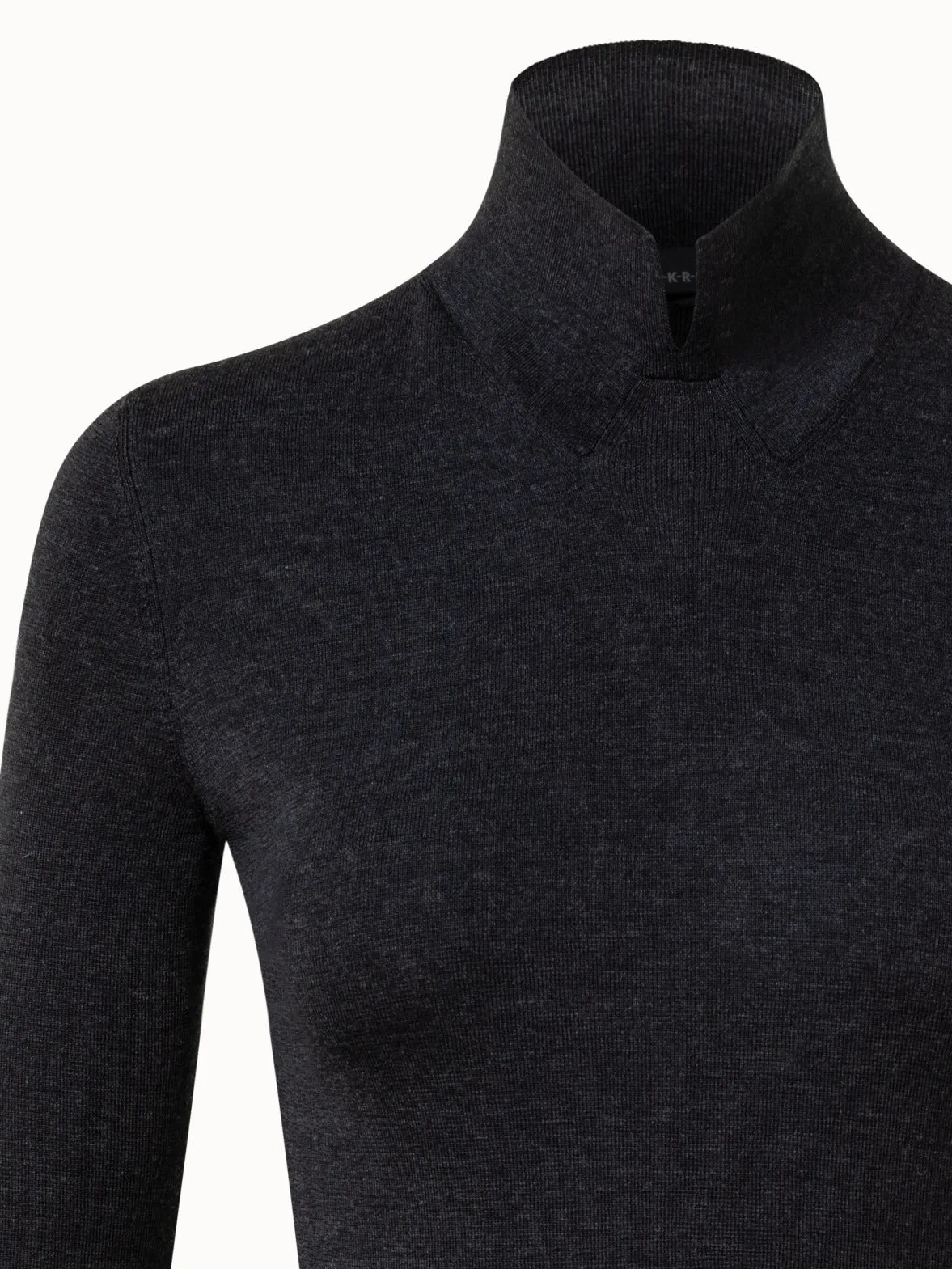 Wool Silk Mock Neck With Slit Pullover